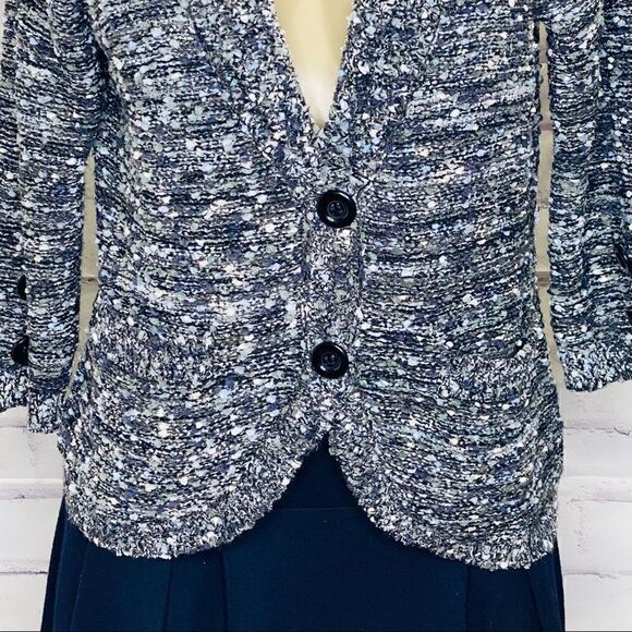 Eci Metallic Thread Collar 2-button Cardigan- M - Picture 4 of 8